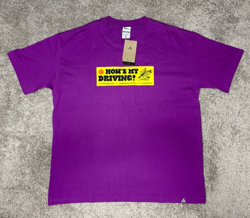 Nike Men's ACG Dri-FIT Canoe Sticker Graphic T-Shirt L Bold Berry HV1294-505 NWT